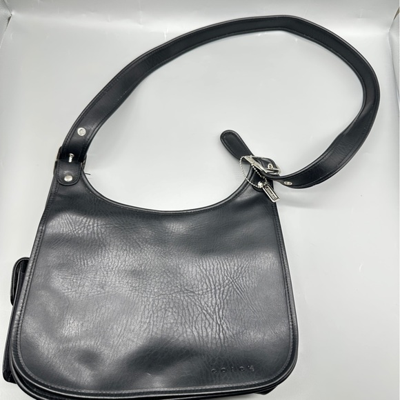 Coach Black Leather Shoulder Bag – Vintage Style, Clean with Multiple Pockets - Picture 2 of 9